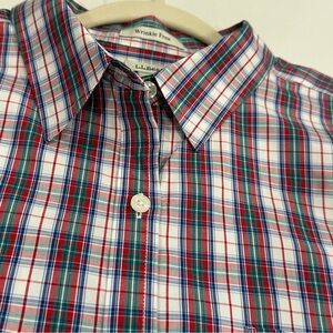 L. L. Bean Women’s Tartan Plaid Cotton Button Down Shirt Size L Wrinkle Free
